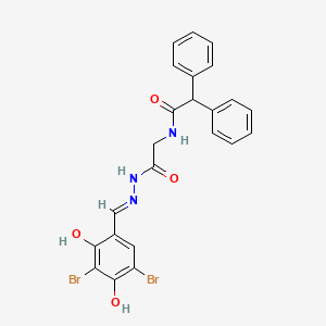 molecular formula C23H19Br2N3O4 B11106762 N-(2-{2-[(E)-1-(3,5-Dibromo-2,4-dihydroxyphenyl)methylidene]hydrazino}-2-oxoethyl)-2,2-diphenylacetamide 
