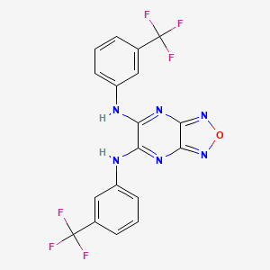 molecular formula C18H10F6N6O B11106800 N,N'-bis[3-(trifluoromethyl)phenyl][1,2,5]oxadiazolo[3,4-b]pyrazine-5,6-diamine 