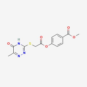 molecular formula C14H13N3O5S B11106831 Methyl 4-({[(6-methyl-5-oxo-4,5-dihydro-1,2,4-triazin-3-yl)sulfanyl]acetyl}oxy)benzoate 