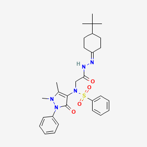 molecular formula C29H37N5O4S B11106882 N-{[N'-(4-Tert-butylcyclohexylidene)hydrazinecarbonyl]methyl}-N-(1,5-dimethyl-3-oxo-2-phenyl-2,3-dihydro-1H-pyrazol-4-YL)benzenesulfonamide 