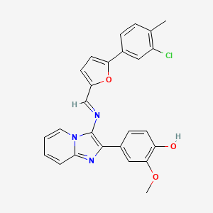 molecular formula C26H20ClN3O3 B11106925 4-[3-({(E)-[5-(3-chloro-4-methylphenyl)furan-2-yl]methylidene}amino)imidazo[1,2-a]pyridin-2-yl]-2-methoxyphenol 