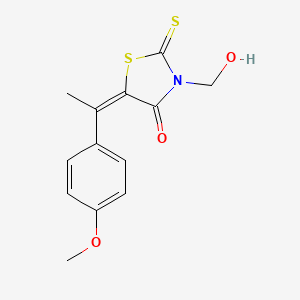 molecular formula C13H13NO3S2 B11106976 Thiazolidin-4-one, 3-hydroxymethyl-5-[1-(4-methoxyphenyl)ethylidene]-2-thioxo- 