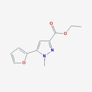 molecular formula C11H12N2O3 B011107 Ethyl 5-(furan-2-yl)-1-methyl-1H-pyrazole-3-carboxylate CAS No. 104296-35-7