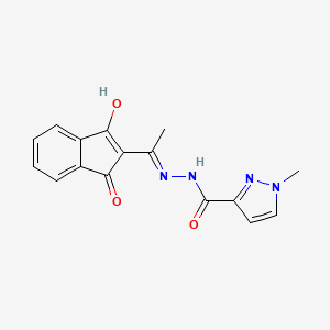 molecular formula C16H14N4O3 B11107020 N'-[(1E)-1-(3-hydroxy-1-oxo-1H-inden-2-yl)ethylidene]-1-methyl-1H-pyrazole-3-carbohydrazide 