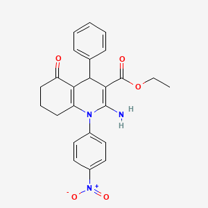 molecular formula C24H23N3O5 B11107036 Ethyl 2-amino-1-(4-nitrophenyl)-5-oxo-4-phenyl-1,4,5,6,7,8-hexahydroquinoline-3-carboxylate 