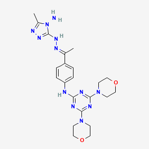 molecular formula C22H30N12O2 B11107047 N-(4-{(1E)-1-[2-(4-amino-5-methyl-4H-1,2,4-triazol-3-yl)hydrazinylidene]ethyl}phenyl)-4,6-di(morpholin-4-yl)-1,3,5-triazin-2-amine 