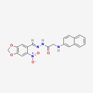 molecular formula C20H16N4O5 B11107090 2-[(Naphthalen-2-YL)amino]-N'-[(E)-(6-nitro-2H-1,3-benzodioxol-5-YL)methylidene]acetohydrazide 