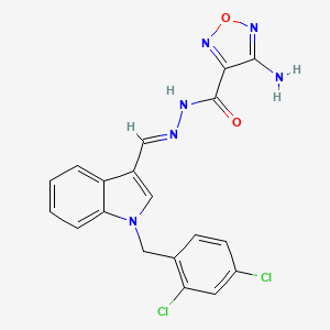 molecular formula C19H14Cl2N6O2 B11107110 4-amino-N'-{(E)-[1-(2,4-dichlorobenzyl)-1H-indol-3-yl]methylidene}-1,2,5-oxadiazole-3-carbohydrazide 