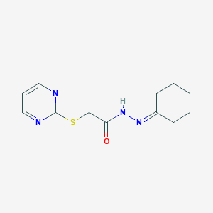 molecular formula C13H18N4OS B11107178 N'-cyclohexylidene-2-(pyrimidin-2-ylsulfanyl)propanehydrazide 