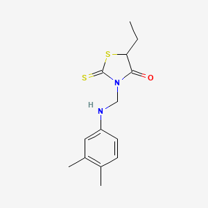molecular formula C14H18N2OS2 B11107266 3-{[(3,4-Dimethylphenyl)amino]methyl}-5-ethyl-2-thioxo-1,3-thiazolidin-4-one 