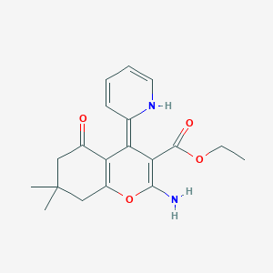 molecular formula C19H22N2O4 B11107314 ethyl (4Z)-2-amino-7,7-dimethyl-5-oxo-4-(pyridin-2(1H)-ylidene)-5,6,7,8-tetrahydro-4H-chromene-3-carboxylate 