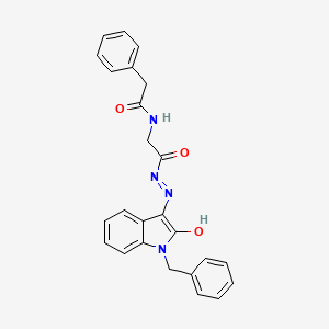 molecular formula C25H22N4O3 B11107402 N-({N'-[(3Z)-1-Benzyl-2-oxo-2,3-dihydro-1H-indol-3-ylidene]hydrazinecarbonyl}methyl)-2-phenylacetamide 