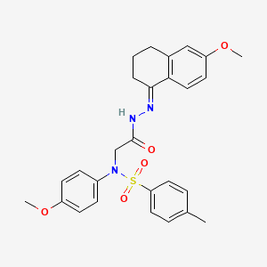 molecular formula C27H29N3O5S B11107486 N-({N'-[(1E)-6-Methoxy-1,2,3,4-tetrahydronaphthalen-1-ylidene]hydrazinecarbonyl}methyl)-N-(4-methoxyphenyl)-4-methylbenzene-1-sulfonamide 