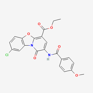 molecular formula C22H17ClN2O6 B11107550 ethyl 8-chloro-2-[(4-methoxybenzoyl)amino]-1-oxo-1H-pyrido[2,1-b][1,3]benzoxazole-4-carboxylate 