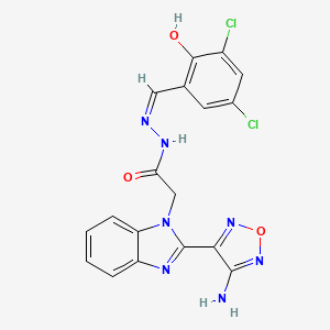 molecular formula C18H13Cl2N7O3 B11107591 2-[2-(4-amino-1,2,5-oxadiazol-3-yl)-1H-benzimidazol-1-yl]-N'-[(Z)-(3,5-dichloro-2-hydroxyphenyl)methylidene]acetohydrazide 