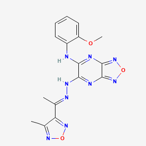 molecular formula C16H15N9O3 B11107647 N-(2-methoxyphenyl)-6-{(2E)-2-[1-(4-methyl-1,2,5-oxadiazol-3-yl)ethylidene]hydrazinyl}[1,2,5]oxadiazolo[3,4-b]pyrazin-5-amine 