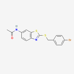 molecular formula C16H13BrN2OS2 B11107677 N-{2-[(4-bromobenzyl)sulfanyl]-1,3-benzothiazol-6-yl}acetamide 