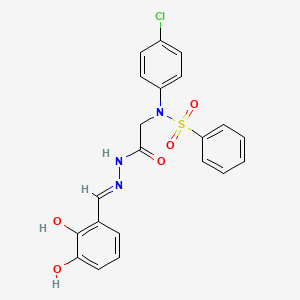 molecular formula C21H18ClN3O5S B11113751 N-(4-chlorophenyl)-N-{2-[(2E)-2-(2,3-dihydroxybenzylidene)hydrazinyl]-2-oxoethyl}benzenesulfonamide (non-preferred name) 