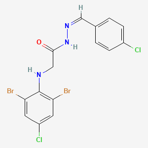 molecular formula C15H11Br2Cl2N3O B11113785 N'-[(Z)-(4-Chlorophenyl)methylene]-2-[(2,6-dibromo-4-chlorophenyl)amino]acetohydrazide 
