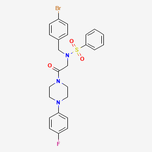 molecular formula C25H25BrFN3O3S B11114285 N-(4-bromobenzyl)-N-{2-[4-(4-fluorophenyl)piperazin-1-yl]-2-oxoethyl}benzenesulfonamide 