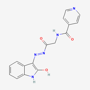molecular formula C16H13N5O3 B11114352 N-({N'-[(3Z)-2-Oxo-2,3-dihydro-1H-indol-3-ylidene]hydrazinecarbonyl}methyl)pyridine-4-carboxamide 