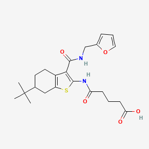molecular formula C23H30N2O5S B11114690 5-({6-Tert-butyl-3-[(furan-2-ylmethyl)carbamoyl]-4,5,6,7-tetrahydro-1-benzothiophen-2-yl}amino)-5-oxopentanoic acid 
