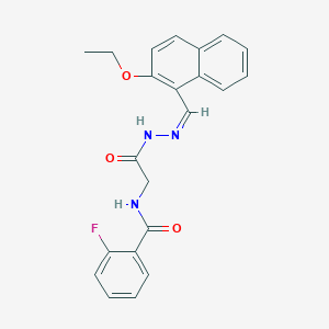 molecular formula C22H20FN3O3 B11114995 N-({N'-[(Z)-(2-Ethoxynaphthalen-1-YL)methylidene]hydrazinecarbonyl}methyl)-2-fluorobenzamide 