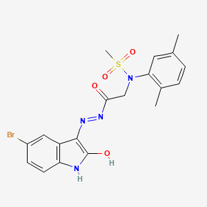 molecular formula C19H19BrN4O4S B11115114 N-({N'-[(3Z)-5-Bromo-2-oxo-2,3-dihydro-1H-indol-3-ylidene]hydrazinecarbonyl}methyl)-N-(2,5-dimethylphenyl)methanesulfonamide 