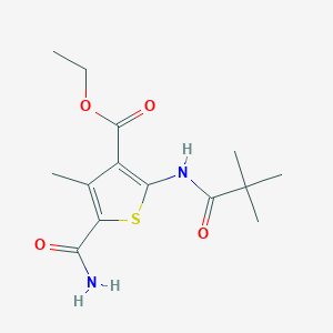 molecular formula C14H20N2O4S B11115169 Ethyl 5-carbamoyl-2-[(2,2-dimethylpropanoyl)amino]-4-methylthiophene-3-carboxylate 