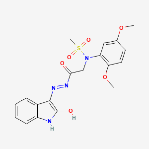 molecular formula C19H20N4O6S B11115253 N-(2,5-Dimethoxyphenyl)-N-({N'-[(3Z)-2-oxo-2,3-dihydro-1H-indol-3-ylidene]hydrazinecarbonyl}methyl)methanesulfonamide 