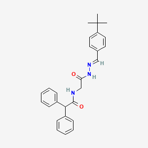 molecular formula C27H29N3O2 B11116154 N-[2-(2-{(E)-1-[4-(Tert-butyl)phenyl]methylidene}hydrazino)-2-oxoethyl]-2,2-diphenylacetamide 