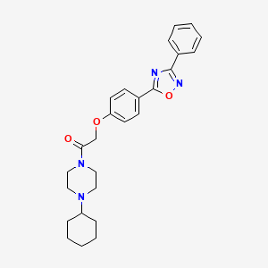 molecular formula C26H30N4O3 B11117393 1-(4-Cyclohexylpiperazin-1-yl)-2-[4-(3-phenyl-1,2,4-oxadiazol-5-yl)phenoxy]ethanone 