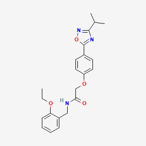 molecular formula C22H25N3O4 B11117405 N-(2-ethoxybenzyl)-2-{4-[3-(propan-2-yl)-1,2,4-oxadiazol-5-yl]phenoxy}acetamide 