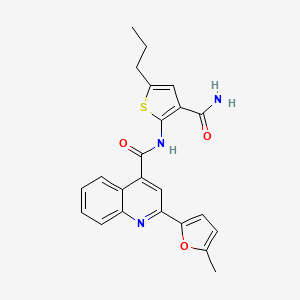 molecular formula C23H21N3O3S B11117579 N-(3-carbamoyl-5-propylthiophen-2-yl)-2-(5-methylfuran-2-yl)quinoline-4-carboxamide 