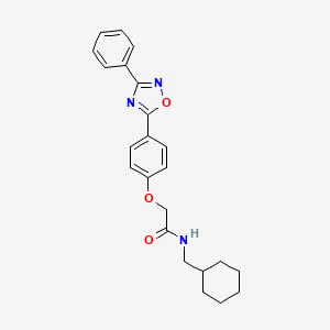 molecular formula C23H25N3O3 B11117626 N-(cyclohexylmethyl)-2-[4-(3-phenyl-1,2,4-oxadiazol-5-yl)phenoxy]acetamide 