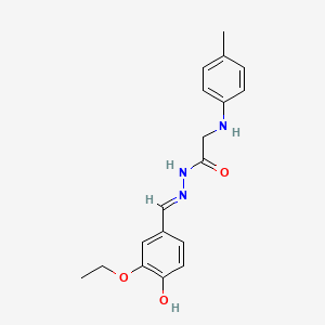 molecular formula C18H21N3O3 B11117665 N'-[(E)-(3-ethoxy-4-hydroxyphenyl)methylidene]-2-[(4-methylphenyl)amino]acetohydrazide (non-preferred name) 
