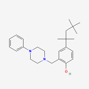molecular formula C25H36N2O B11118000 2-[(4-Phenylpiperazin-1-yl)methyl]-4-(2,4,4-trimethylpentan-2-yl)phenol 
