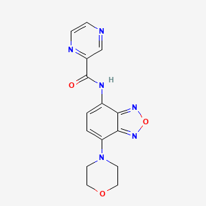 molecular formula C15H14N6O3 B11118293 N~2~-(7-morpholino-2,1,3-benzoxadiazol-4-yl)-2-pyrazinecarboxamide 