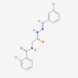 molecular formula C16H13BrClN3O2 B11118383 N-(2-(2-(3-Bromobenzylidene)hydrazino)-2-oxoethyl)-2-chlorobenzamide 