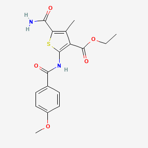 molecular formula C17H18N2O5S B11118482 Ethyl 5-carbamoyl-2-{[(4-methoxyphenyl)carbonyl]amino}-4-methylthiophene-3-carboxylate CAS No. 6385-79-1