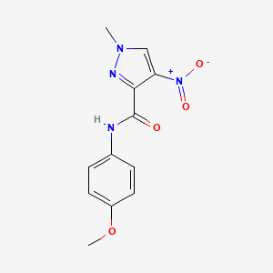 molecular formula C12H12N4O4 B11118687 Pyrazole-3-carboxamide, N-(4-methoxyphenyl)-1-methyl-4-nitro- 
