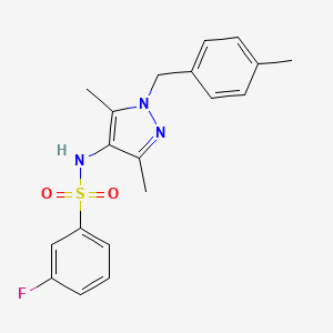 molecular formula C19H20FN3O2S B11118770 N-[3,5-dimethyl-1-(4-methylbenzyl)-1H-pyrazol-4-yl]-3-fluorobenzenesulfonamide 