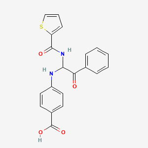 molecular formula C20H16N2O4S B11119146 4-({2-Oxo-2-phenyl-1-[(2-thienylcarbonyl)amino]ethyl}amino)benzoic acid 