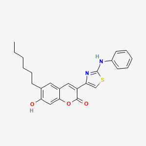 molecular formula C24H24N2O3S B11119302 6-hexyl-7-hydroxy-3-[2-(phenylamino)-1,3-thiazol-4-yl]-2H-chromen-2-one 