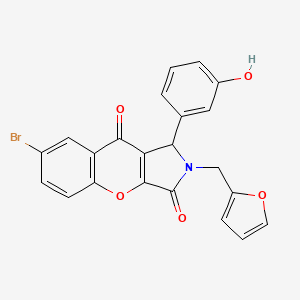 molecular formula C22H14BrNO5 B11119314 7-Bromo-2-(furan-2-ylmethyl)-1-(3-hydroxyphenyl)-1,2-dihydrochromeno[2,3-c]pyrrole-3,9-dione 