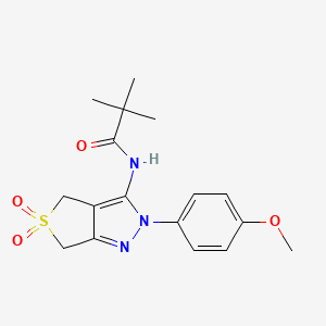 molecular formula C17H21N3O4S B11119333 N-(2-(4-methoxyphenyl)-5,5-dioxido-4,6-dihydro-2H-thieno[3,4-c]pyrazol-3-yl)pivalamide 