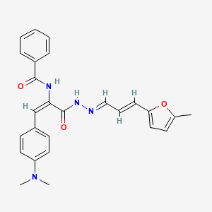 molecular formula C26H26N4O3 B11119342 N-[(1E)-1-[4-(dimethylamino)phenyl]-3-{(2E)-2-[(2E)-3-(5-methylfuran-2-yl)prop-2-en-1-ylidene]hydrazinyl}-3-oxoprop-1-en-2-yl]benzamide 