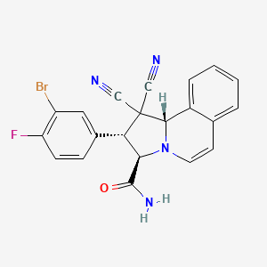 molecular formula C21H14BrFN4O B11119402 (2R,3R,10bS)-2-(3-bromo-4-fluorophenyl)-1,1-dicyano-1,2,3,10b-tetrahydropyrrolo[2,1-a]isoquinoline-3-carboxamide 