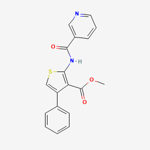 molecular formula C18H14N2O3S B11119453 Methyl 4-phenyl-2-[(pyridin-3-ylcarbonyl)amino]thiophene-3-carboxylate 