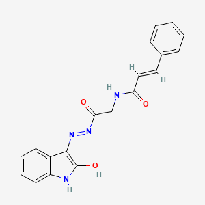 molecular formula C19H16N4O3 B11119562 (2E)-N-({N'-[(3Z)-2-Oxo-2,3-dihydro-1H-indol-3-ylidene]hydrazinecarbonyl}methyl)-3-phenylprop-2-enamide 